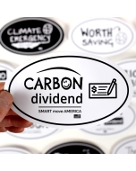 Carbon Dividend Check Sticker - 6x3.5in - White - Oval