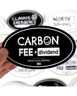 Carbon Fee and Dividend Sticker - 6x3.5in - Black - Oval