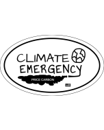 Climate Emergency Price Carbon Sticker - 6x3.5in - White - Oval