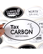 Tax Carbon Smiley Face Sticker - 6x3.5in - White - Oval