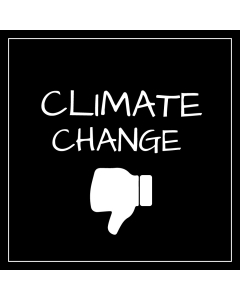 Climate Change Thumbs Down Sticker - 3.5in - Black -Square