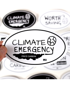 Climate Emergency Price Carbon Sticker - 6x3.5in - White - Oval