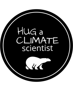 Hug a Climate Scientist Sticker - 3in - Black - Circle