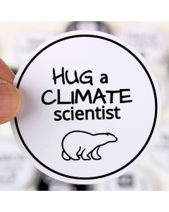 Hug a Climate Scientist Sticker - 3in - White - Circle