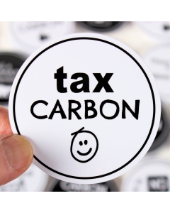 Tax Carbon Smiley Face Sticker - 3in - White - Circle
