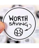 Worth Saving the Planet Sticker - 3in - White - Circle