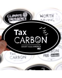 Tax Carbon Smiley Face Sticker - 6x3.5in - Black - Oval