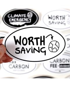 Worth Saving the Planet Sticker - 6x3.5in - White - Oval